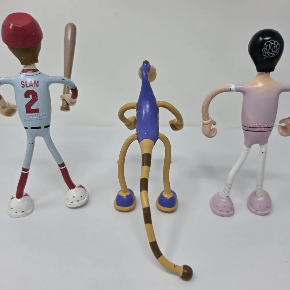 Kid Galaxy Bendable Bendos Baseball Player Slam Ballerina Grace Caja Lot of 3